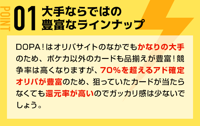 大手ならではの豊富なラインナップ