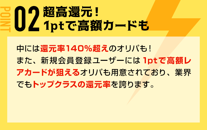 超高還元！1ptで高額カードも